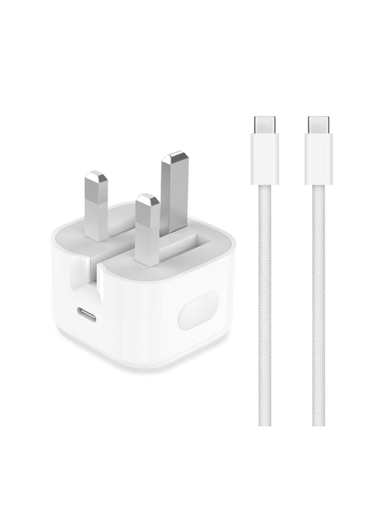iPhone 15 16 Fast Charger and Cable/2M, 20W Wall Charging Plug with USB C to C Cable Lead, Type C Charger Power Adapter for Apple iPhone 16 Pro/16 Pro Max/15 Plus/15 Pro Max/iPad Pro 13/12.9/5/4/3th - Image 1