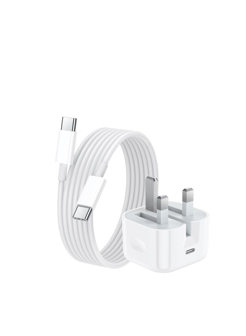 iPhone 15 16 Fast Charger and Cable/2M, 20W Wall Charging Plug with USB C to C Cable Lead, Type C Charger Power Adapter for Apple iPhone 16 Pro/16 Pro Max/15 Plus/15 Pro Max/iPad Pro 13/12.9/5/4/3th - Image 2