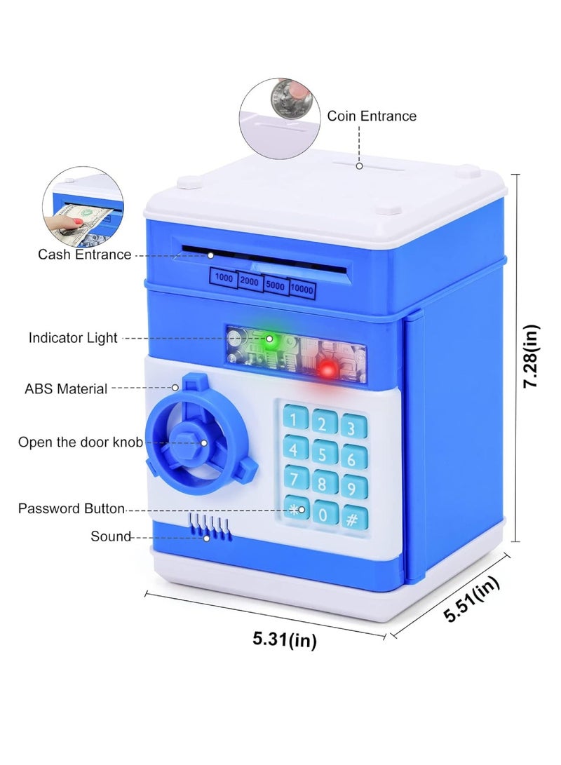 Digi Core حصالة نقود معدنية، حصالة نقود إلكترونية، حصالة نقود للأطفال، حصالة نقود إلكترونية آمنة، صندوق توفير نقود محمي بكلمة مرور، ماكينات صرف آلي للعملات المعدنية والنقدية، ألعاب هدايا، صندوق عملات معدنية مع بطاريات، أزرق - Image 4