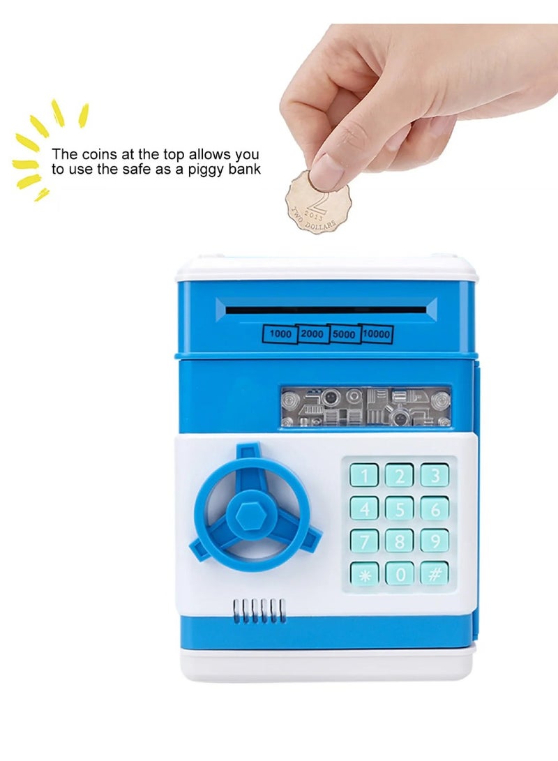 Digi Core حصالة نقود معدنية، حصالة نقود إلكترونية، حصالة نقود للأطفال، حصالة نقود إلكترونية آمنة، صندوق توفير نقود محمي بكلمة مرور، ماكينات صرف آلي للعملات المعدنية والنقدية، ألعاب هدايا، صندوق عملات معدنية مع بطاريات، أزرق - Image 5