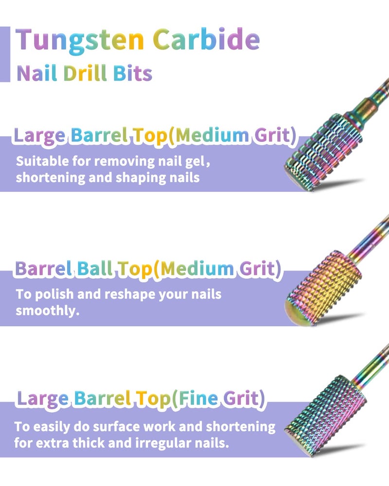 BQAN Nail Drill Bits, 17Pcs Tungsten Carbide Drill Bit Set, Professional 3/32'' Nail Bits For Nail Drill Efile, Acrylic Nails, Manicure Pedicure, Home Salon Nail Art Supplies - Image 3