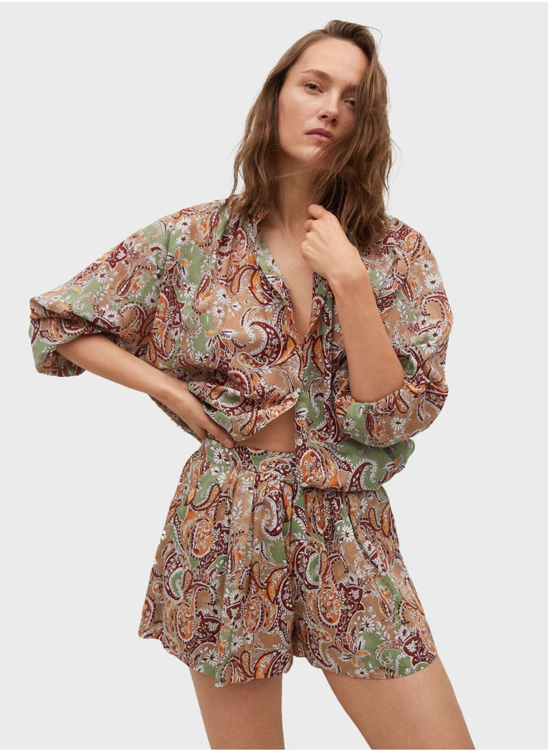 MANGO - Printed Mini Shorts - Image 1