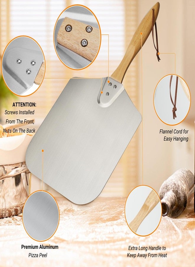 Skyflame Kitchen Supply Aluminum Pizza Peel with Wooden Handle 12 Inch x 14 Inch, Pizza Paddle for Baking Homemade Pizza Bread - Image 4