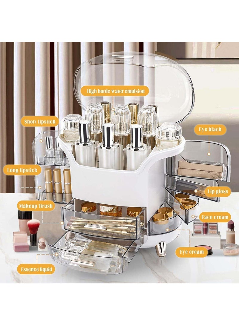 Makeup Organizer and Storage Cosmetics Organizer Box for Countertop with Drawers Cosmetics Skincare Organizers Box with Waterproof & Dustproof Cover for Desktop, Bathroom (A) - Image 3