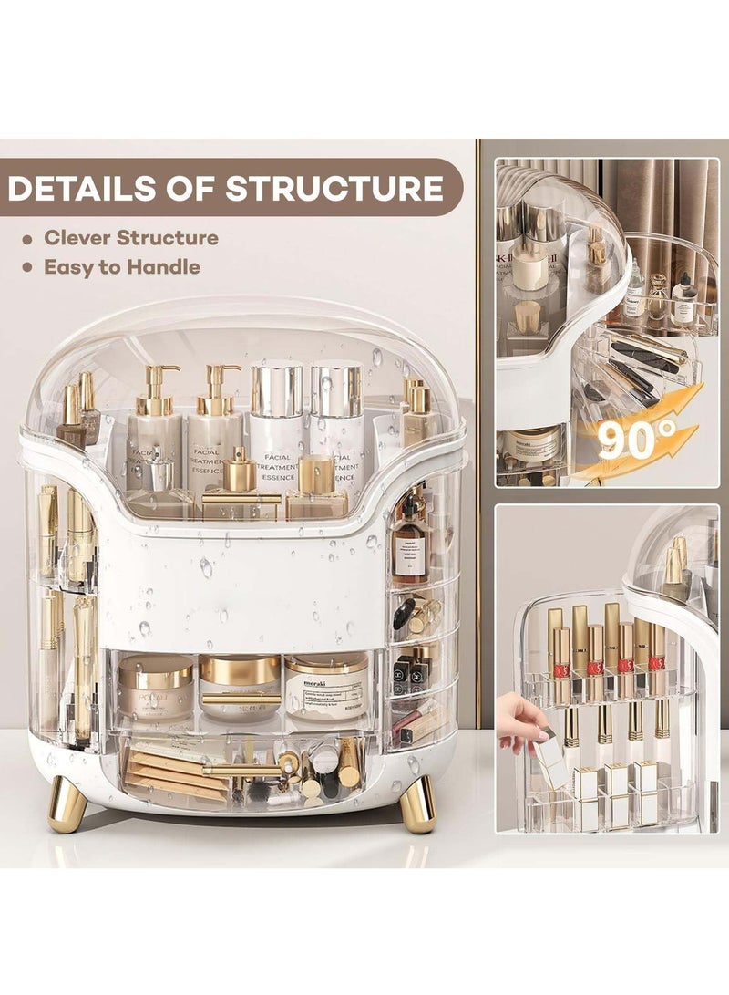 Makeup Organizer and Storage Cosmetics Organizer Box for Countertop with Drawers Cosmetics Skincare Organizers Box with Waterproof & Dustproof Cover for Desktop, Bathroom (A) - Image 2