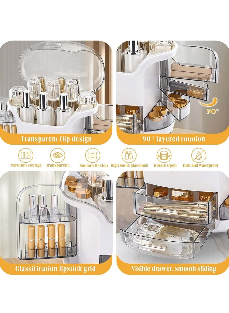 Makeup Organizer and Storage Cosmetics Organizer Box for Countertop with Drawers Cosmetics Skincare Organizers Box with Waterproof & Dustproof Cover for Desktop, Bathroom (A) - Image 5
