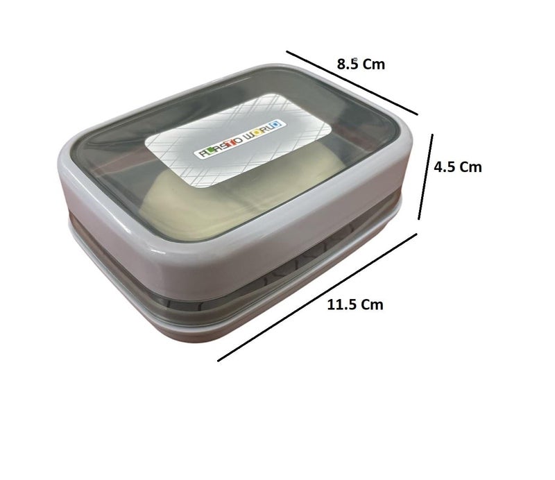 c s m CSM Plastic Self Drain Soap Case with Transparent Lid, Set of 2, Multicolour - Image 5
