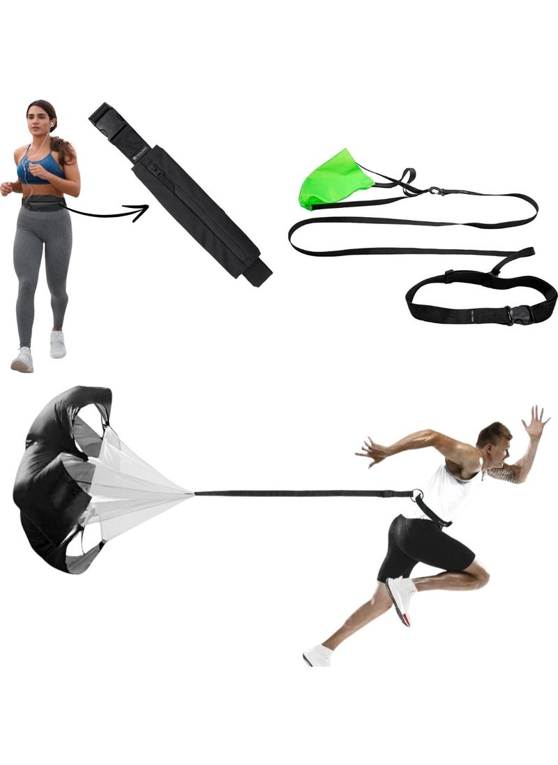 Rebuwo - Running Training Set Running Parachute Swimming Parachute Runner Waist Bag Set - Image 1