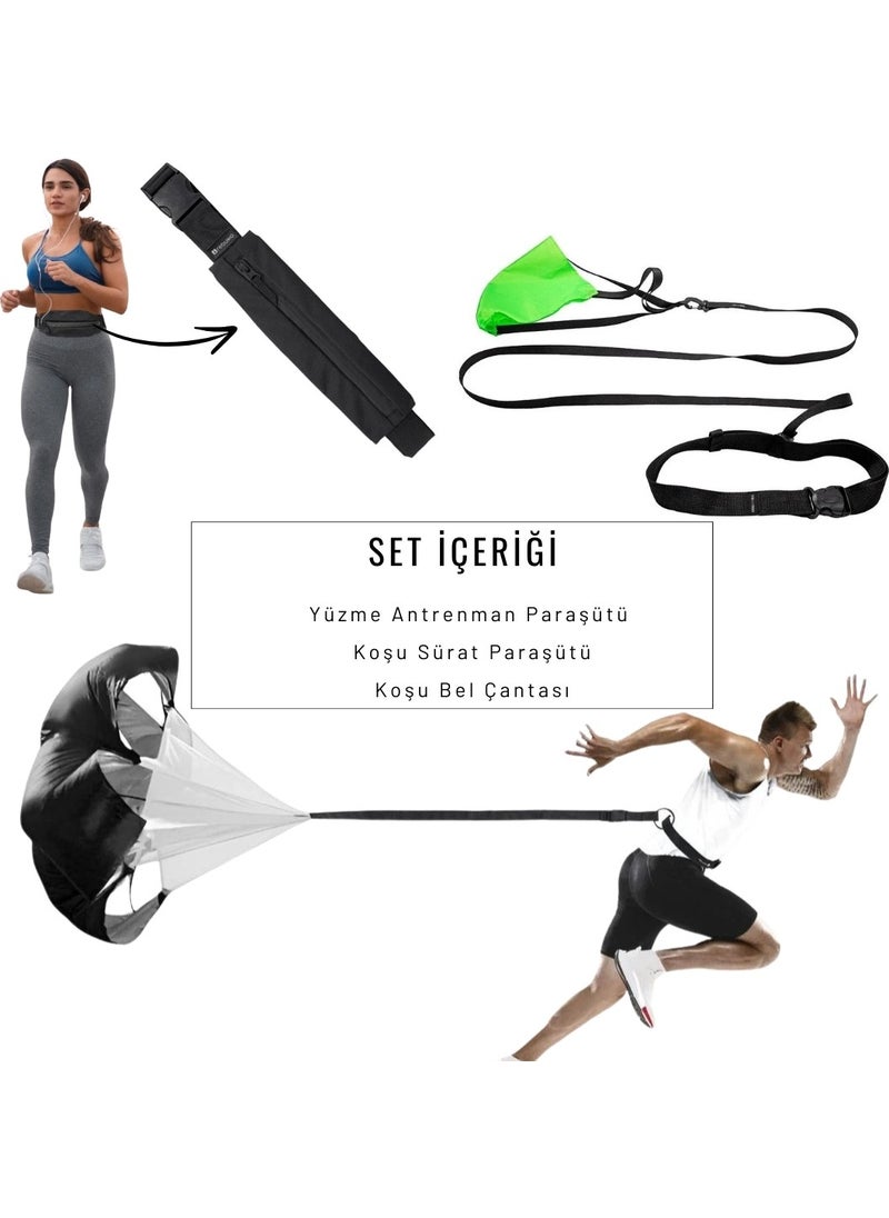 Rebuwo - Running Training Set Running Parachute Swimming Parachute Runner Waist Bag Set - Image 1