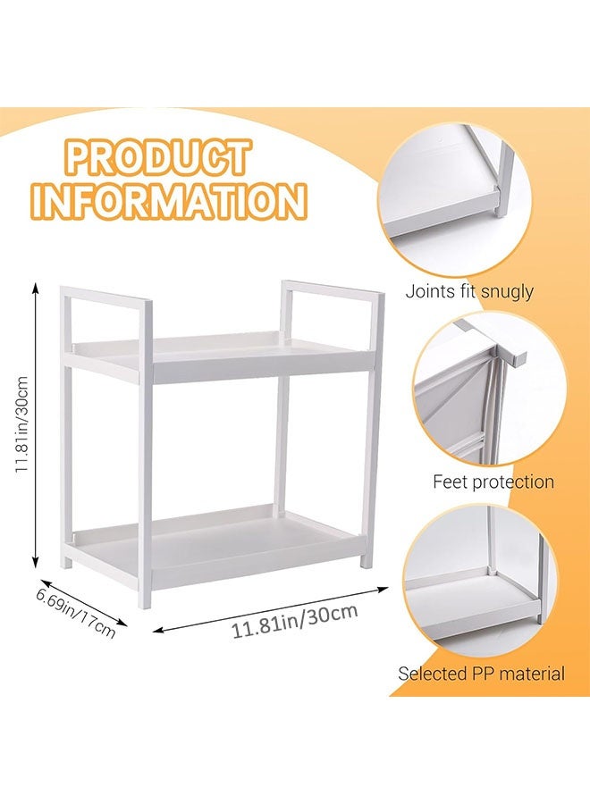 MLADEN 2-Tier Kitchen Seasoning Rack, Countertop Organizer, Coffee Counter Shelf Organizer, Kitchen Spice Jar Storage Rack Metal, Multifunctional Storage Rack, Storage Shelf for Bedrooms, Offices, Kitchen Counters, and Under Sinks (White) - Image 2