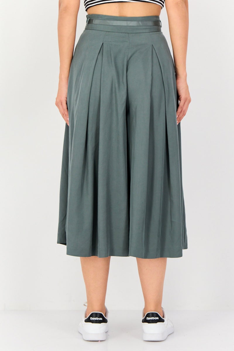 VERO MODA سروال نسائي عادي بقصة واسعة، أخضر مريمية - Image 4