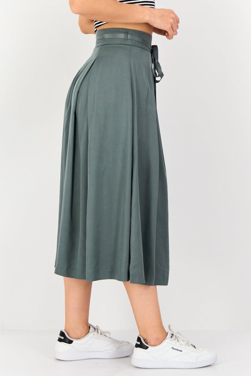 VERO MODA سروال نسائي عادي بقصة واسعة، أخضر مريمية - Image 2