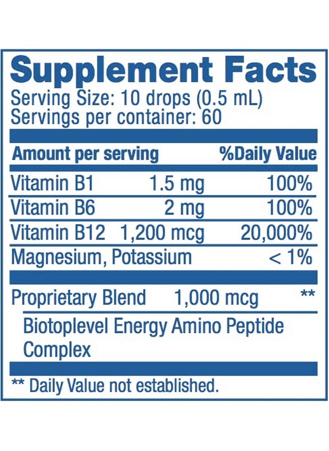 Vitamin B12 Liquid Sublingual Drops Plus B1B6 In Fastest Absorption Way. Best Formula To Support Brain Cells & Nerve Tissue Enhance Red Blood Cell Function Increase Energy & Metabolism
