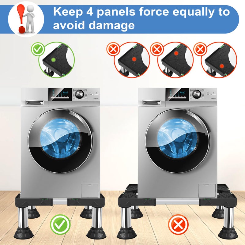 ToLanbbt Mini Fridge Stand Adjustable Height 8.3"-9.3" Washer and Dryer Stand Base with 4 Strong Feet Washing Machine Universal Stand Pedestal for 16"-24" Furniture Portable Appliance Black - Image 5