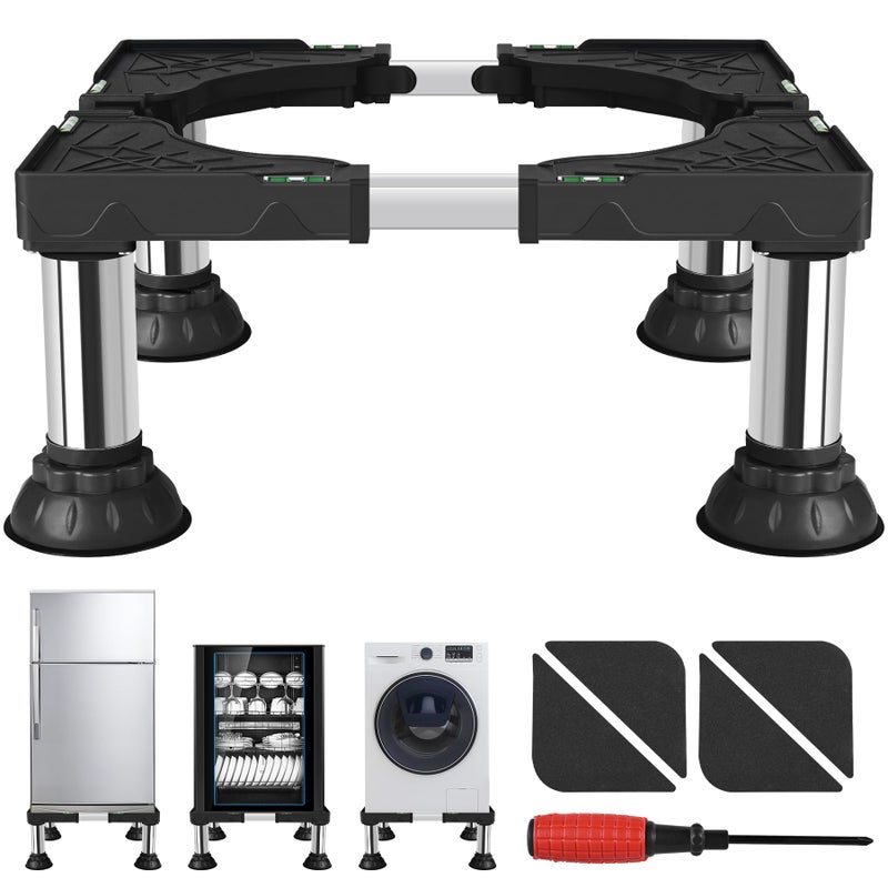 ToLanbbt Mini Fridge Stand Adjustable Height 8.3"-9.3" Washer and Dryer Stand Base with 4 Strong Feet Washing Machine Universal Stand Pedestal for 16"-24" Furniture Portable Appliance Black - Image 1