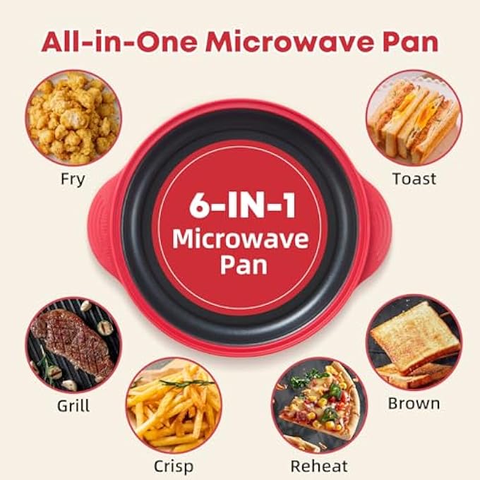 mico dingker Microwave Grill Pan With Lid  MultiUse Griddle  Crisper Tray For Browning Grilling And Crisping Meat Sandwiches  Vegetables  Microwave Safe Cookware For Fast Even Cooking - Image 5
