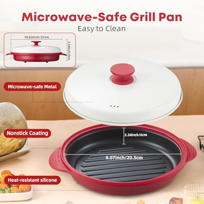 mico dingker Microwave Grill Pan With Lid  MultiUse Griddle  Crisper Tray For Browning Grilling And Crisping Meat Sandwiches  Vegetables  Microwave Safe Cookware For Fast Even Cooking - Image 3