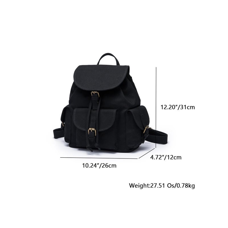 YONBEN Backpacks - Drawstring Design- Women's Backpacks with Magnetic Buckle Fastening - Multiple Pockets ï¼ˆBlackï¼‰ - Image 2