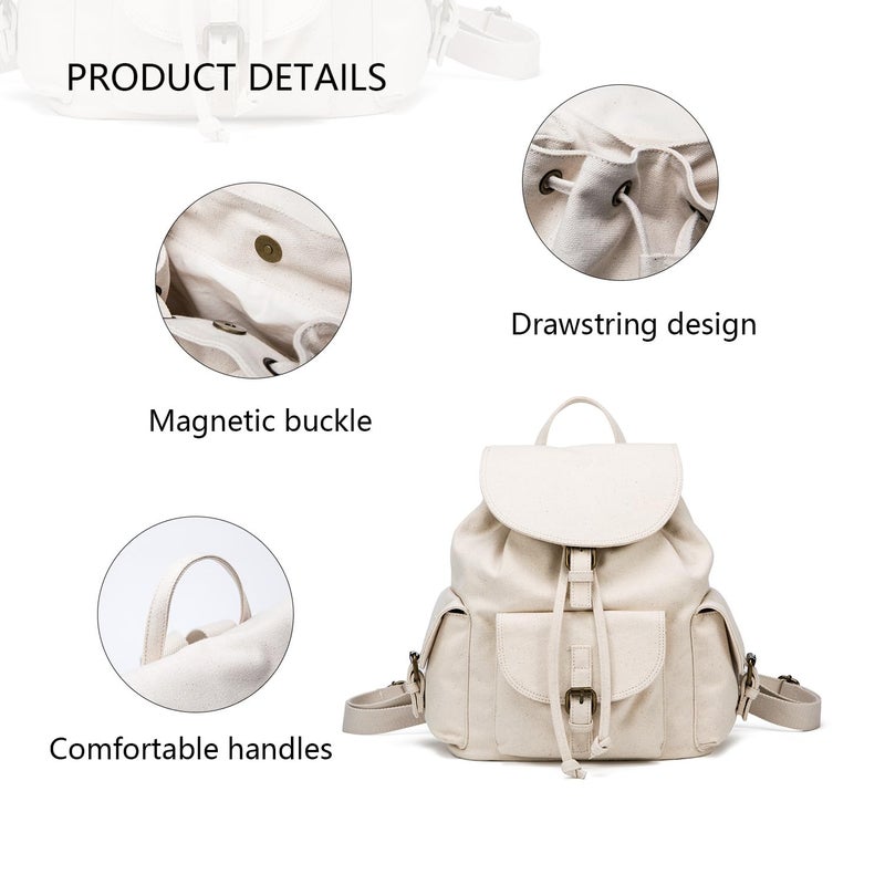 YONBEN Backpacks - Drawstring Design- Women's Backpacks with Magnetic Buckle Fastening - Multiple Pockets ï¼ˆBlackï¼‰ - Image 3