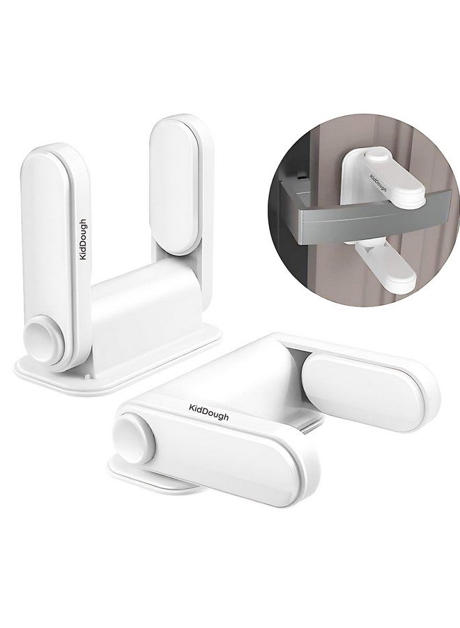 KidDough Baby Proofing Door Handle Safety Locks- Pack Of 2, Protection From Lever Locks In Rooms, Kitchen, Balcony And More, Pull Lever Type Handle Proofing Locks, Baby Safety Products, White - Image 1