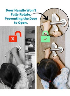 KidDough Baby Proofing Door Handle Safety Locks- Pack Of 2, Protection From Lever Locks In Rooms, Kitchen, Balcony And More, Pull Lever Type Handle Proofing Locks, Baby Safety Products, White  - Image 3