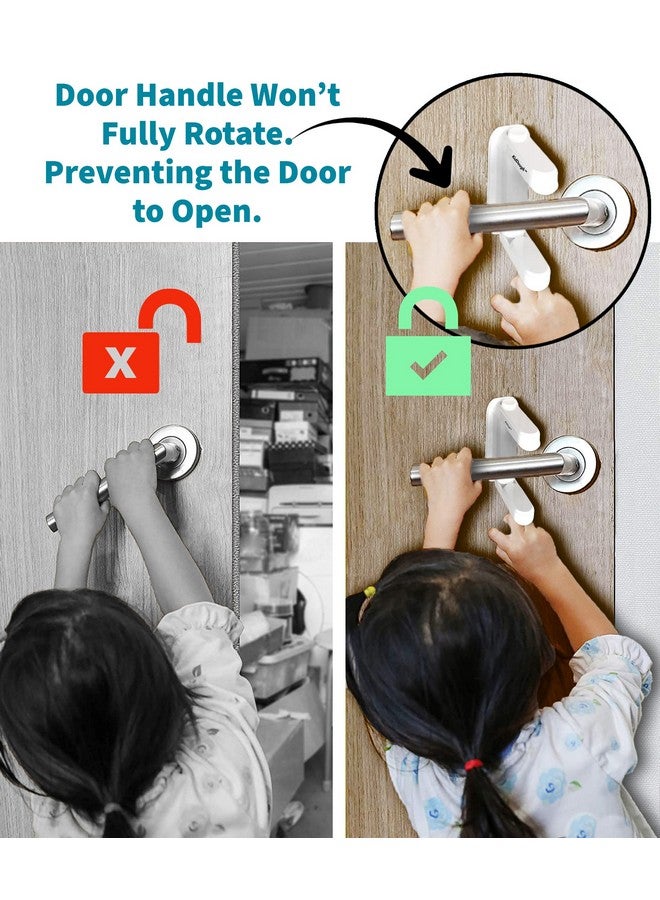 KidDough Baby Proofing Door Handle Safety Locks- Pack Of 2, Protection From Lever Locks In Rooms, Kitchen, Balcony And More, Pull Lever Type Handle Proofing Locks, Baby Safety Products, White - Image 3