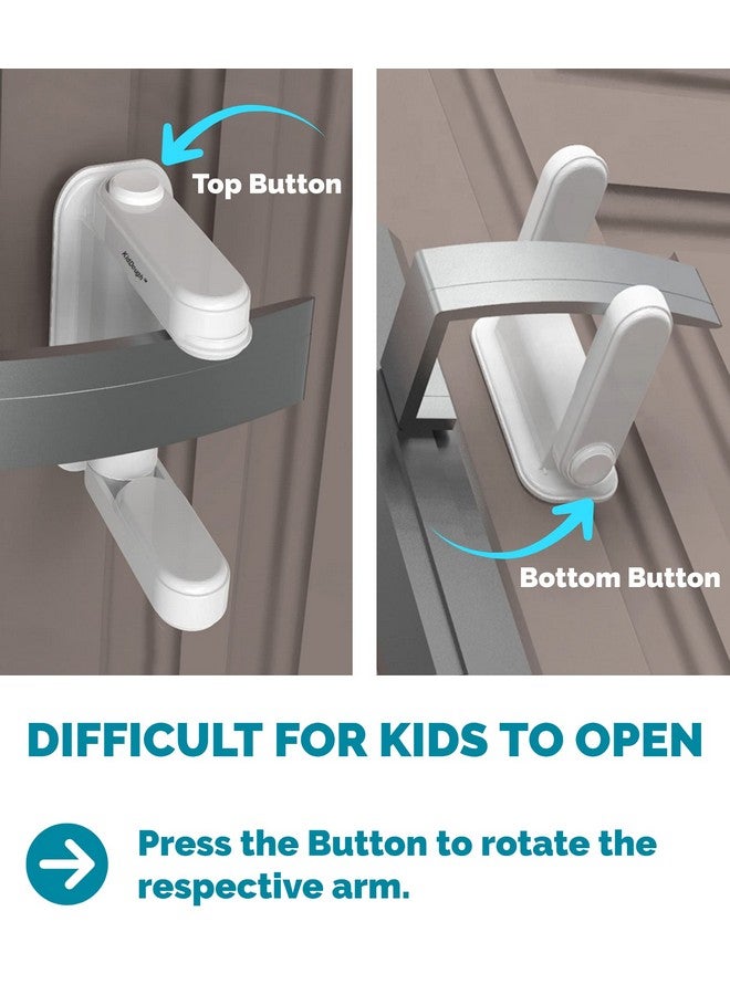 KidDough Baby Proofing Door Handle Safety Locks- Pack Of 2, Protection From Lever Locks In Rooms, Kitchen, Balcony And More, Pull Lever Type Handle Proofing Locks, Baby Safety Products, White - Image 5