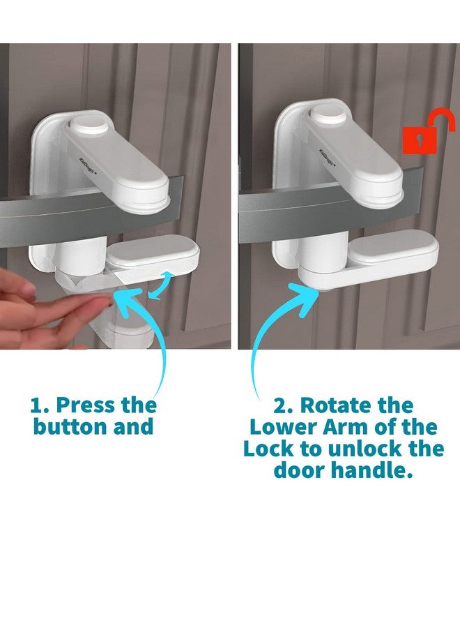 KidDough Baby Proofing Door Handle Safety Locks- Pack Of 2, Protection From Lever Locks In Rooms, Kitchen, Balcony And More, Pull Lever Type Handle Proofing Locks, Baby Safety Products, White - Image 4