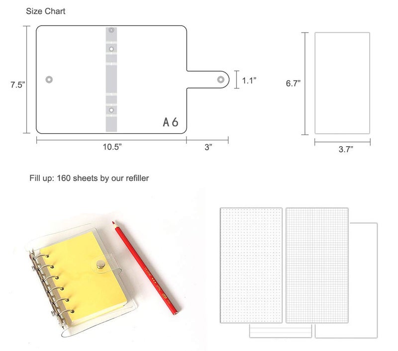 Zelten A6 PVC Binder with Pages & Binder Pocket Set，Black - Image 4