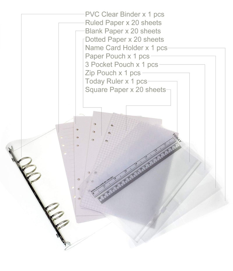 Zelten A6 PVC Binder with Pages & Binder Pocket Set，Black - Image 2