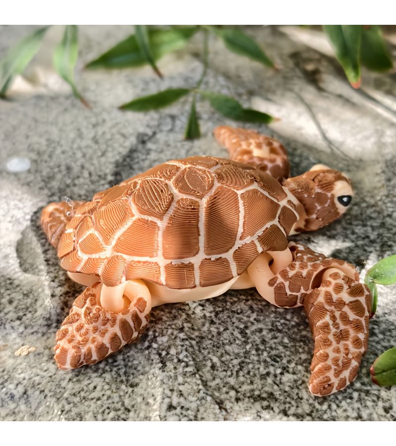 3D Printed Brown Turtle Doll Figure Multi-Jointed Articulated Toy for Ages 3 And Up - Image 1