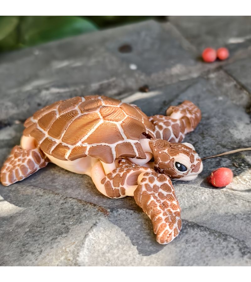 3D Printed Brown Turtle Doll Figure Multi-Jointed Articulated Toy for Ages 3 And Up - Image 4