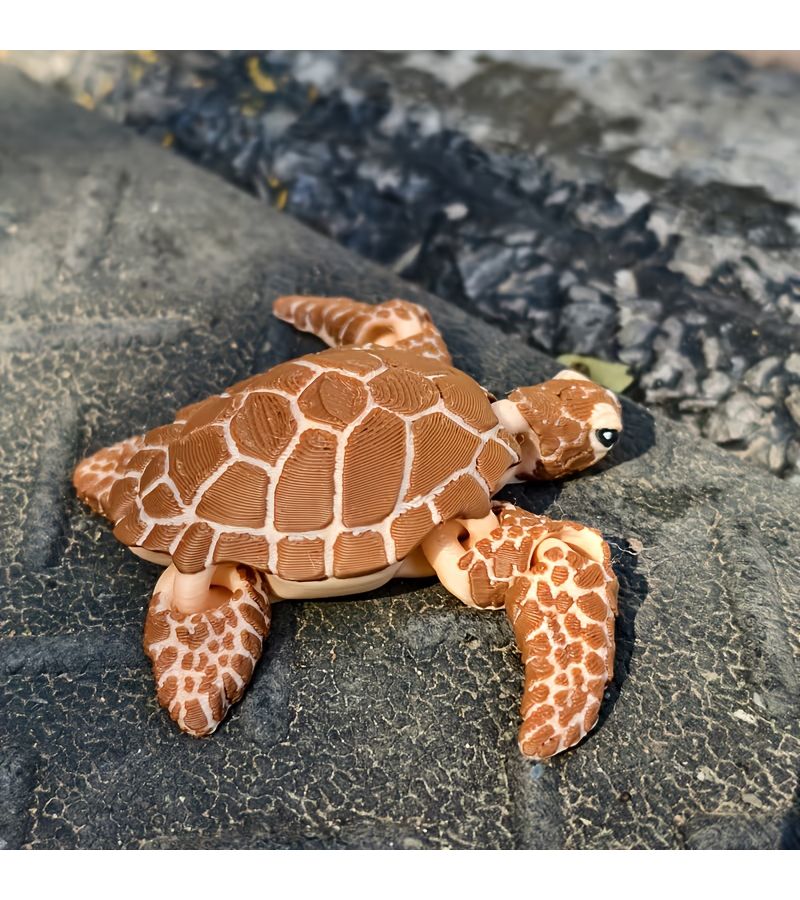 3D Printed Brown Turtle Doll Figure Multi-Jointed Articulated Toy for Ages 3 And Up - Image 2