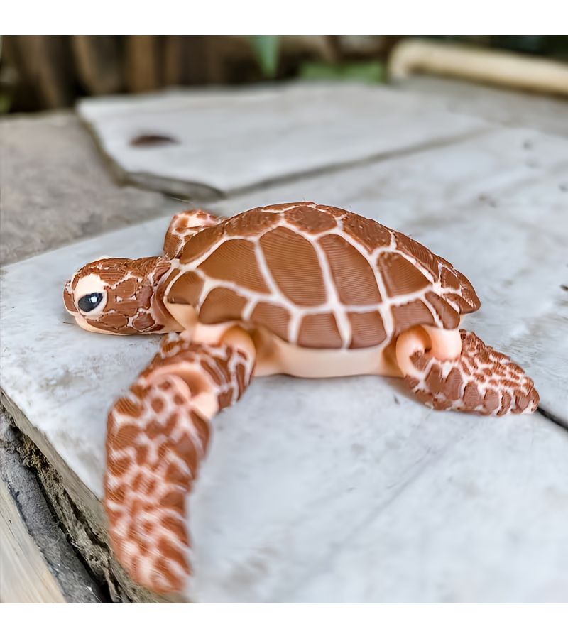 3D Printed Brown Turtle Doll Figure Multi-Jointed Articulated Toy for Ages 3 And Up - Image 3