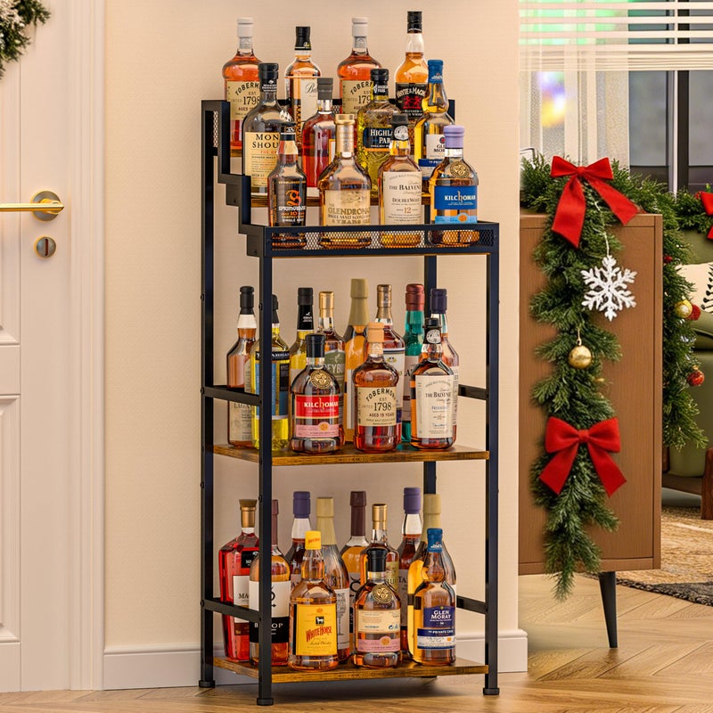 Jsskeeim Trapezoidal Liquor Cabinet Bar for Home, Stepped Wine Rack Freestanding Floor, Corner Syrup & Whiskey Stand, Large-Capacity Alcohol Bottle Storage Display Shelf Living Room, Patent Pending - Image 1