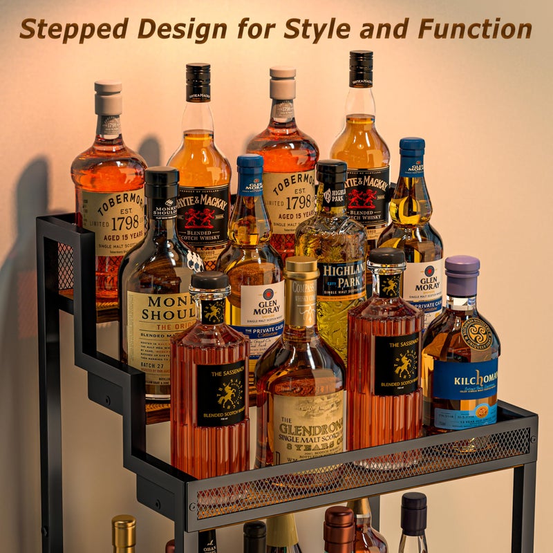 Jsskeeim Trapezoidal Liquor Cabinet Bar for Home, Stepped Wine Rack Freestanding Floor, Corner Syrup & Whiskey Stand, Large-Capacity Alcohol Bottle Storage Display Shelf Living Room, Patent Pending - Image 2