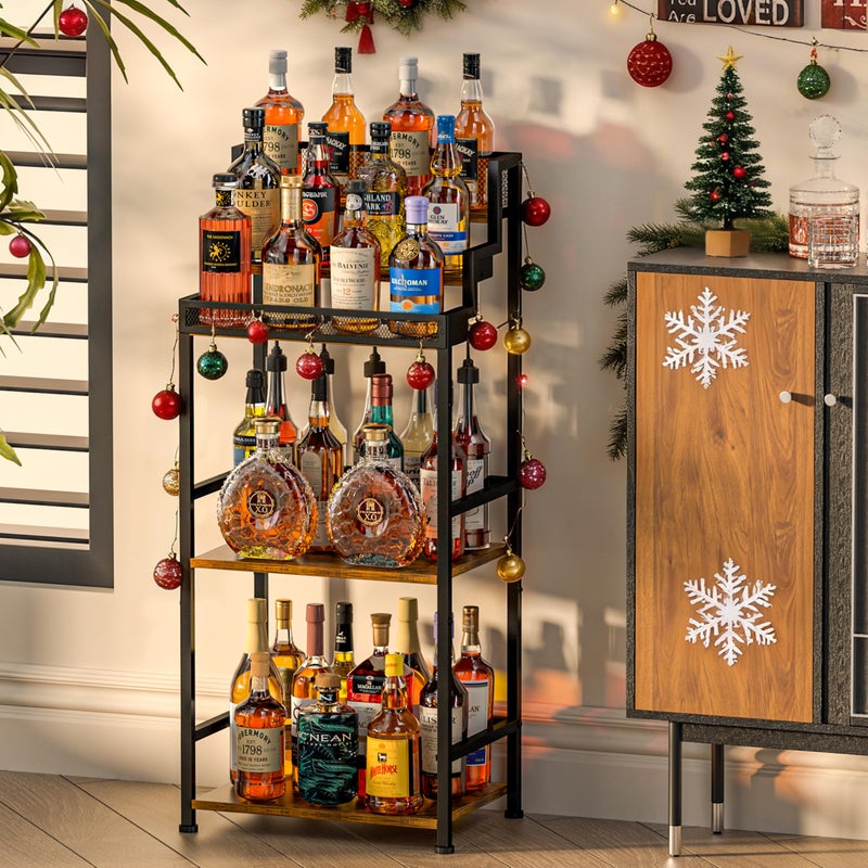 Jsskeeim Trapezoidal Liquor Cabinet Bar for Home, Stepped Wine Rack Freestanding Floor, Corner Syrup & Whiskey Stand, Large-Capacity Alcohol Bottle Storage Display Shelf Living Room, Patent Pending - Image 3