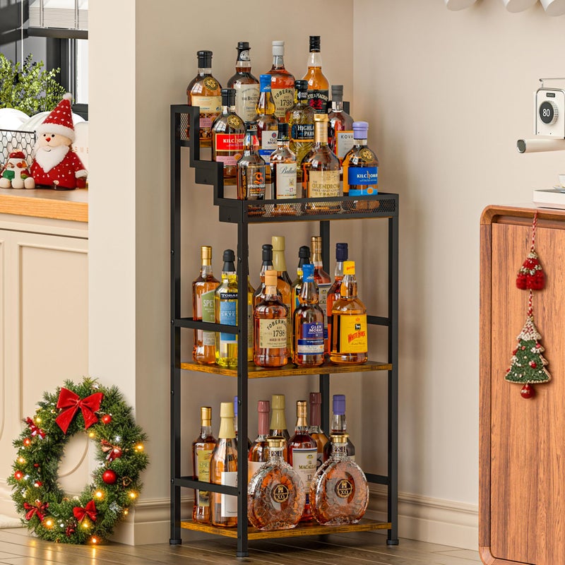 Jsskeeim Trapezoidal Liquor Cabinet Bar for Home, Stepped Wine Rack Freestanding Floor, Corner Syrup & Whiskey Stand, Large-Capacity Alcohol Bottle Storage Display Shelf Living Room, Patent Pending - Image 5