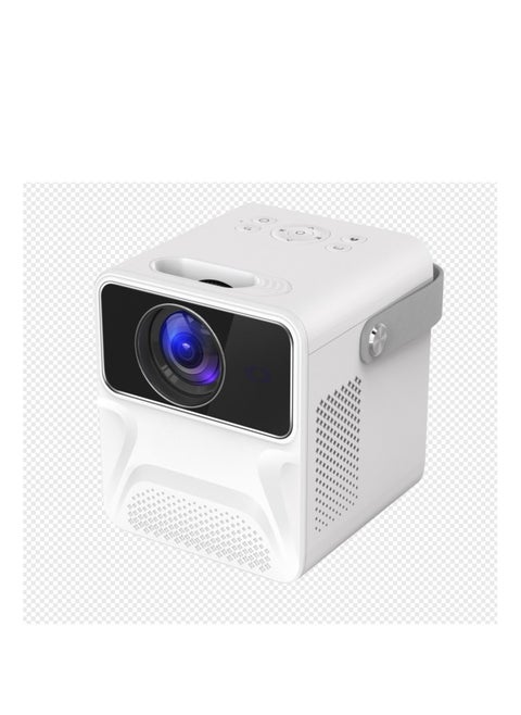 Wireless Bluetooth enabled Android projector with 2.4 5G WiFi, quadrangle trapezoid design and a projection distance ranging from 0.8 to 5 meters.
