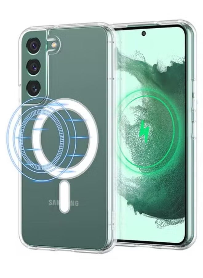 SHOPI - Magnetic Clear Case for Samsung Galaxy S23, Magsafe Slim and Hard Case Cover compatible with Card Wallet & Wireless Charger, Screen & Camera Protection Shockproof for Galaxy S23 - Image 1
