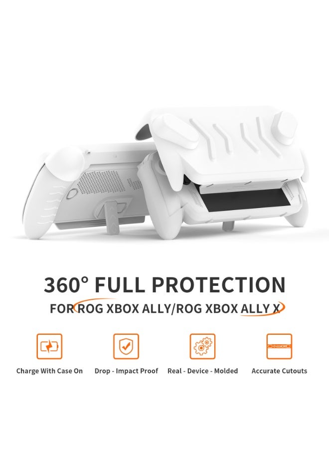 غطاء القضية لـ ROG Xbox Ally X TPU غطاء حماية قبضة ناعمة خلفية + غطاء أمامي ABS مع ركلة لوحدة تحكم محمولة ROG Xbox Ally / X للألعاب (أبيض) - Image 3