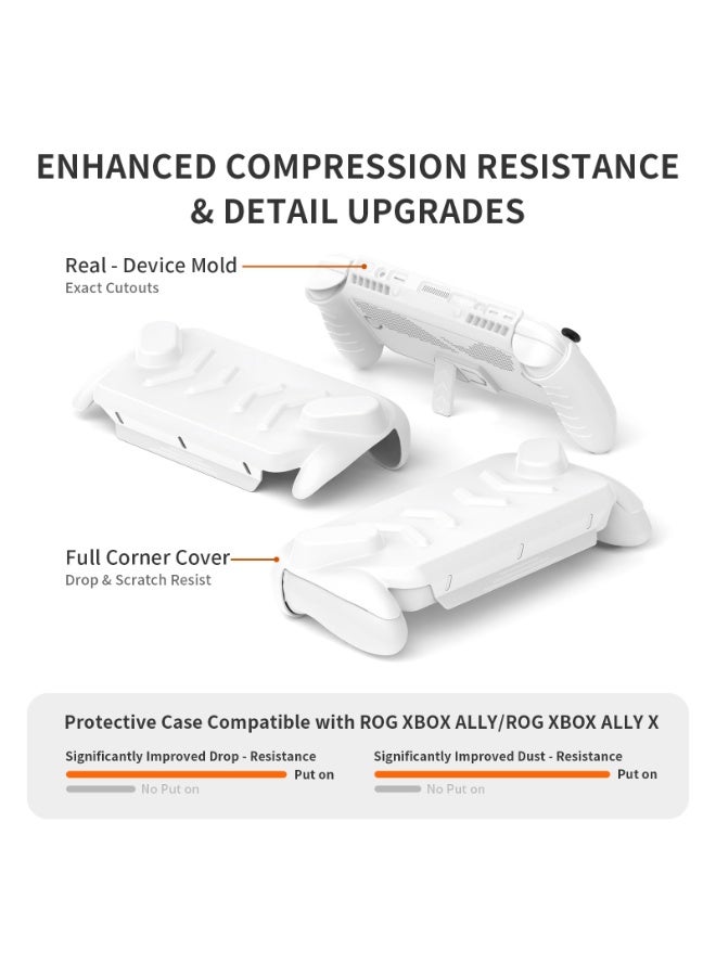 غطاء القضية لـ ROG Xbox Ally X TPU غطاء حماية قبضة ناعمة خلفية + غطاء أمامي ABS مع ركلة لوحدة تحكم محمولة ROG Xbox Ally / X للألعاب (أبيض) - Image 4