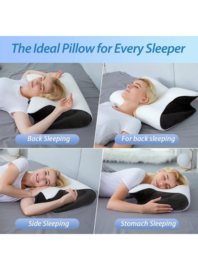 Womdee Memory Foam Cervical Pillow, Ergonomic Contour Orthopedic Pillow for Neck Pain, Contoured Support Pillows for Side Back Stomach Sleepers - Image 4