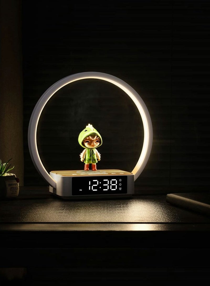 Captaintech Bedside Table Lamp, Touch Lamp with Alarm Clock with Wireless Charging Wake-up Light, LED Desk Lamp 3-Grade Dimmable Nightstand Reading Lamp - Image 2