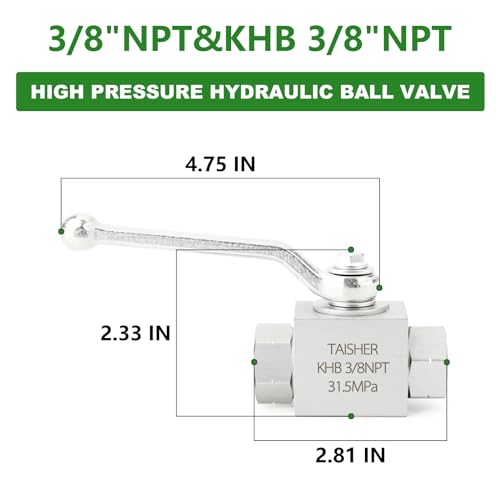 TAISHER 1PCS KHB 38 NPT High Pressure Hydraulic Ball Valve Carbon Steel ShutOff 2 Way Ball Valve - Image 3