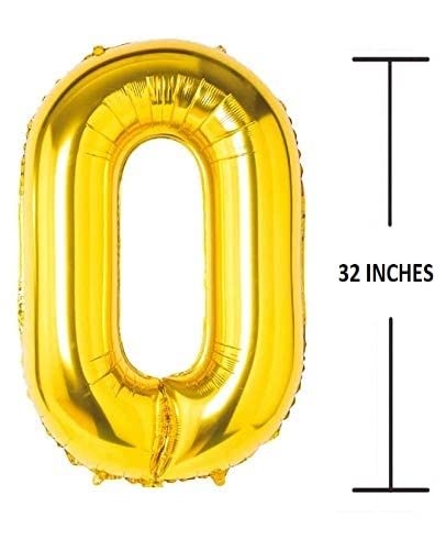 Flavouredlove 32inches zero Foil Number Air or Helium Balloon Party Decoration Gold Pack of 1 | 0 Year No. Balloons Birthday/Anniversary (Gold 0) - Image 2