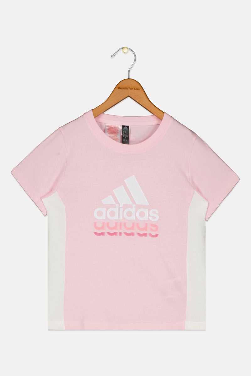 Adidas Kids Girl Sportswear Fit Brand Logo Outdoor T-Shirt, Pink - Image 1