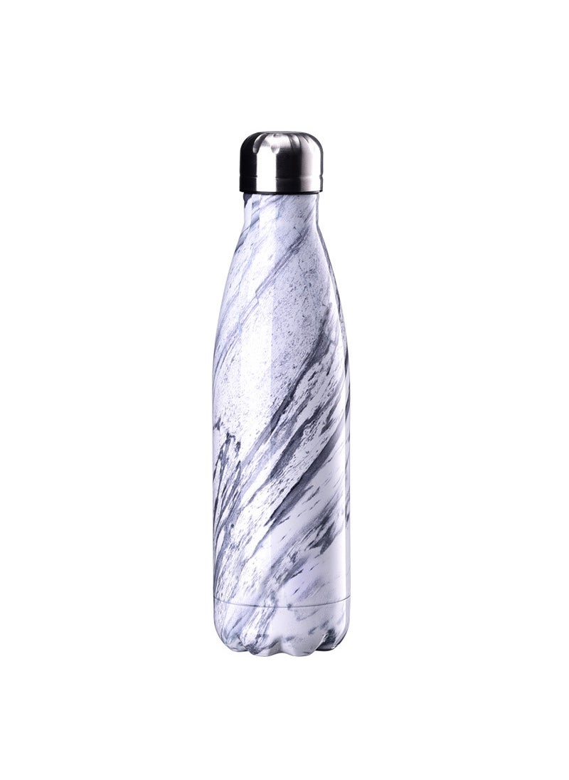 Generic - Marble Finish Sports Water Bottle 304 Stainless Steel Thermal Flask Dreamy White - Image 1