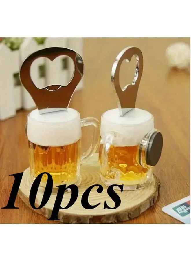 فتاحة زجاجات يدوية على شكل قلب أصفر 10 قطع ملحق مطبخ من الفولاذ المقاوم للصدأ - Image 1