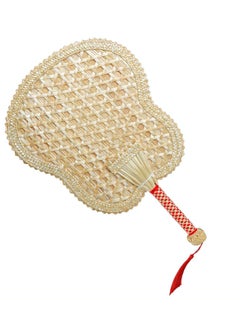 Y&D Hand Woven Fan, 1Pcs 7.7" Natural Wheat Straw Handheld Fans with Knotted Handle, Summer Cooling Supplies, for Farmhouse Wall Decor Wedding Beach Party  - Image 1